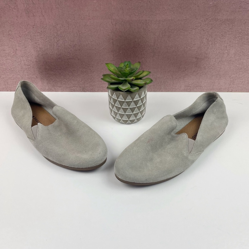 Lucky Brand Gray Suede Leather Flats Shoes Women Size 8.5M Boho Casual Preppy